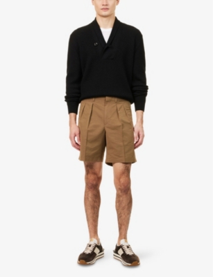TOM FORD: Regular-Fit Pleated Cotton-Blend Shorts