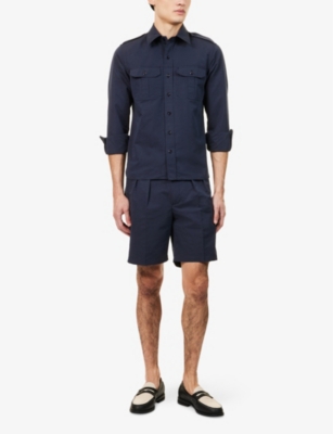 TOM FORD: Patch-Pocket Long-Sleeve Cotton-Blend Shirt