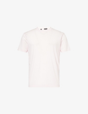 TOM FORD: Brand-Embroidery Crewneck Woven T-Shirt