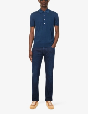 TOM FORD: Short-Sleeve Fine-Knit Silk-Blend Polo Shrt