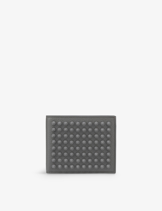 Spike-Embellished Bi-Fold Leather Wallet