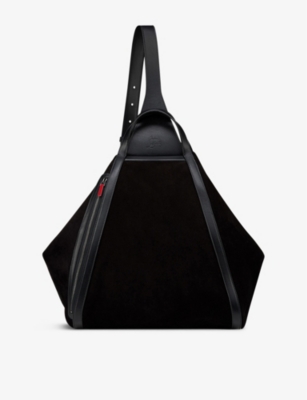 CHRISTIAN LOUBOUTIN: Pyramid Logo-Print Suede Hobo Bag