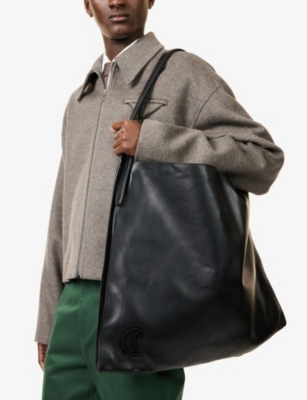 Christian Louboutin Mens Black Oversized Leather Tote Bag In Black