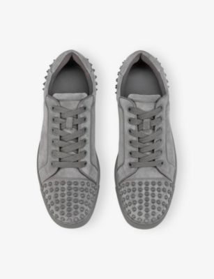 Christian Louboutin Mens Seavaste 2 Orlato Studded Suede Low-top Trainers Smoke Grey In Smoke Grey