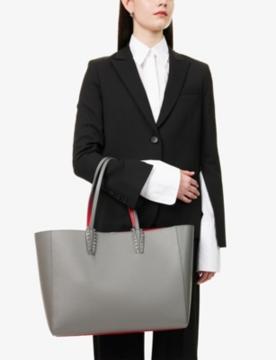 Christian Louboutin Womens  Cabata Soft Large Leather Tote Bag In Smoke Grey/silver