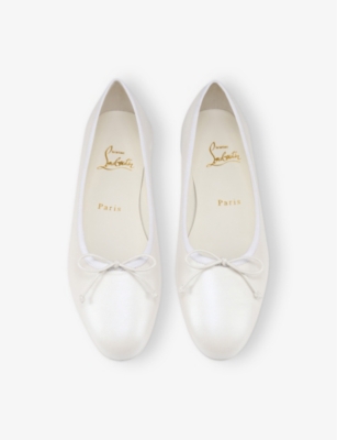 Christian Louboutin Womens  Sweetie Jane Leather Ballet Flats In Bianco