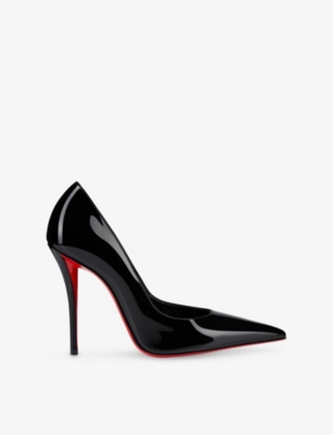Christian Louboutin Womens Black/lin Black Miss Z 100 Patent Heeled Courts Eur 34.5 / 1.5 Uk In Black