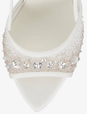 Christian Louboutin Miss Z Crystal Embellished Slingback Sandal In Version Ivory