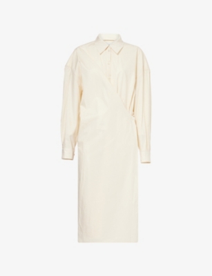LEMAIRE: Twisted Long-Sleeve Cotton Maxi Dress