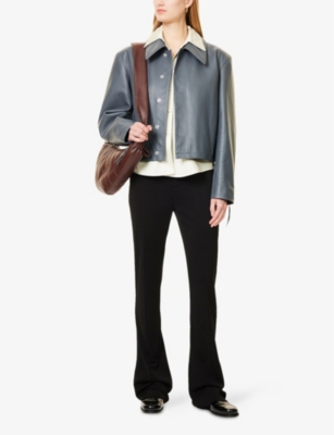 LEMAIRE: Boxy-Fit Cropped Leather Jacket