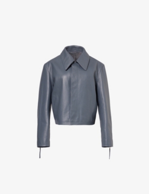 LEMAIRE: Boxy-Fit Cropped Leather Jacket