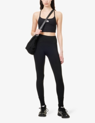 THE NORTH FACE WOMENS BLACK FLEX BRAND-PRINT STRETCH-JERSEY SPORTS BRA 