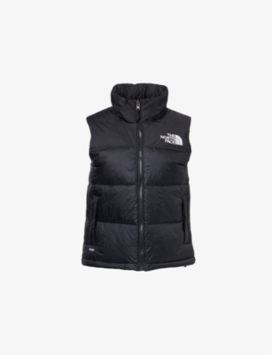 THE NORTH FACE WOMENS BLACK 1996 RETRO NUPTSE HIGH-NECK RELAXED-FIT SHELL-DOWN VEST 