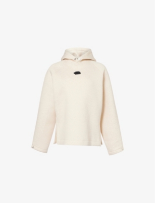 THE NORTH FACE WOMENS DUNE HEATHER LOGO-PATCH RELAXED-FIT COTTON-BLEND HOODY XS 