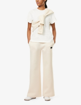 Shop The North Face Womens  Logo-appliqué Wide-leg Cotton-jersey Jogging Bottoms In Heather