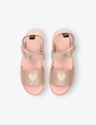 DR MARTENS: Kids' Marlowe Hearts Leather Flat Sandals