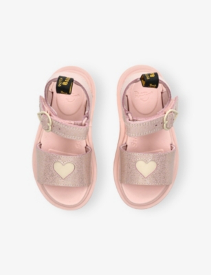 DR MARTENS: Kids' Marlowe Hearts Leather Flat Sandals