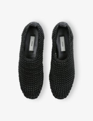 TOTEME: Woven-Texture Leather Ballet Flats