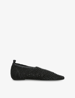TOTEME: Woven-Texture Leather Ballet Flats