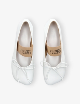 Shop Mm6 Maison Margiela Womens White Anatomic Leather Ballet Flats Eur 39 / 6 Uk