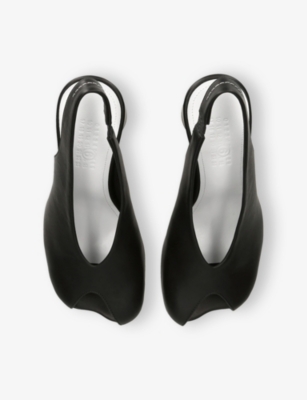 MM6: Peep-Toe Leather Slingback Sandals