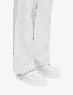Mm6 Maison Margiela Womens White Mm6 X Dr Martens Penton Mashup Leather Loafers Eur 40 / 7 Uk In White
