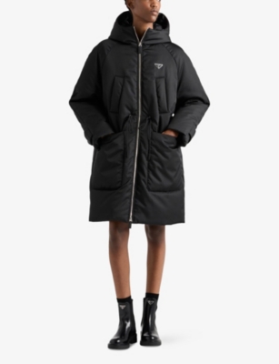 Prada Re-nylon Padded Coat In Black