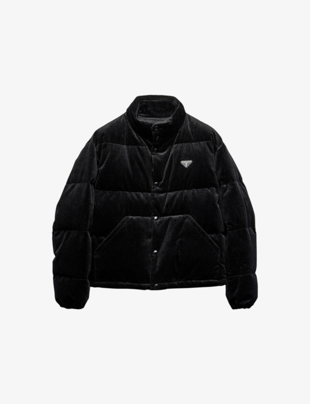 Funnel-Neck Corduroy-Texture Cotton Jacket