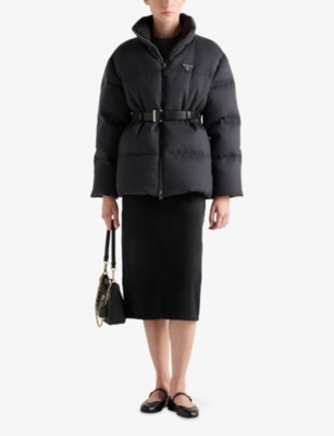 Prada Flannel Down Jacket In Grey