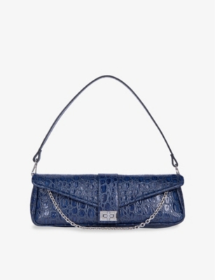 THE KOOPLES: Logo-Engraved Embossed Leather Baguette Bag