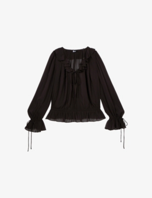 THE KOOPLES: Ruffle-Trim Long-Sleeve Woven Top