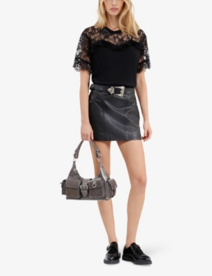 THE KOOPLES: Round-Neck Lace-Panel Cotton T-Shirt