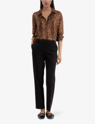 The Kooples Womens Leopard-print Long-sleeve Satin Shirt In Leopard