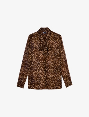 The Kooples Womens Leopard-print Long-sleeve Satin Shirt In Leopard