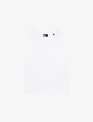 The Kooples Womens White Ribbed Racerback Stretch-cotton Top In White
