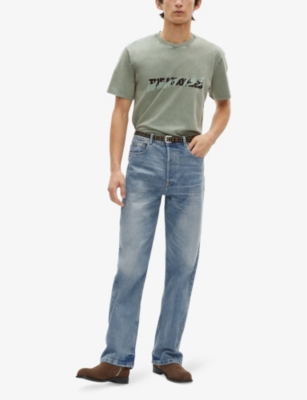 The Kooples Mens  Branded Short-sleeved Cotton-jersey T-shirt In Blue/green
