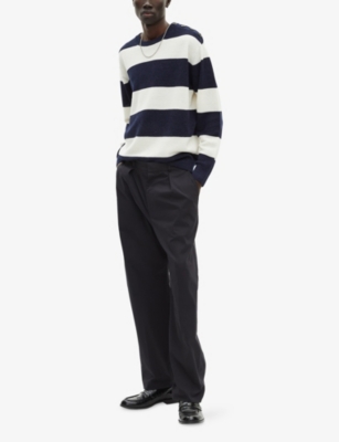 THE KOOPLES: Stripe-Print Crewneck Wool and Linen-Blend Jumper