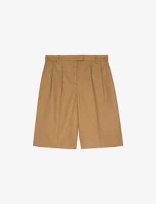 THE KOOPLES WOMENS THE KOOPLES WIDE-LEG HIGH-RISE COTTON AND LINEN-BLEND BERMUDA SHORTS 