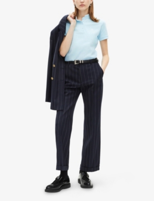 THE KOOPLES WOMENS NAVY PINSTRIPED STRAIGHT-LEG WOVEN TROUSERS 