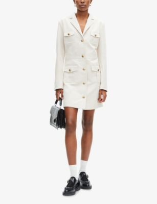 THE KOOPLES WOMENS THE KOOPLES SINGLE-BREASTED LONG-SLEEVE LINEN-BLEND MINI DRESS 