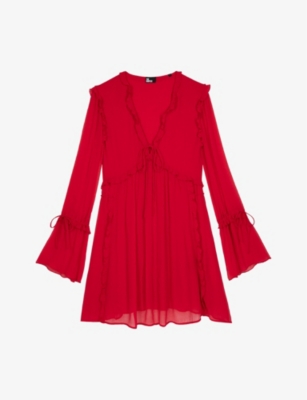 THE KOOPLES: Ruffle Long-Sleeve Woven Mini Dress