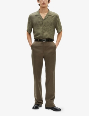 The Kooples Mens Brown Straight-leg Regular-fit Cotton Trousers In Brown