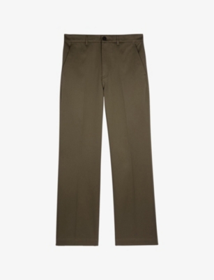 The Kooples Mens Brown Straight-leg Regular-fit Cotton Trousers In Brown
