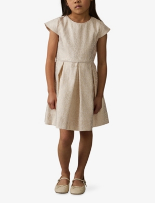 REISS NIA PLEATED COTTON-BLEND DRESS 4-9 