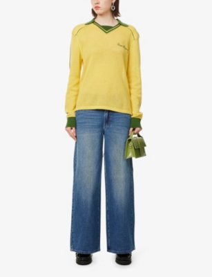 HOUSE OF SUNNY: Self-Tie-Fastening Brand-Plaque Wide-Leg Low-Rise Denim-Blend Jeans