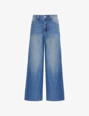 HOUSE OF SUNNY: Self-Tie-Fastening Brand-Plaque Wide-Leg Low-Rise Denim-Blend Jeans