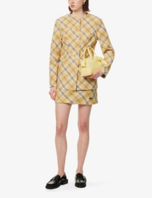 HOUSE OF SUNNY: Bias Check-Print Woven-Blend Mini Skirt