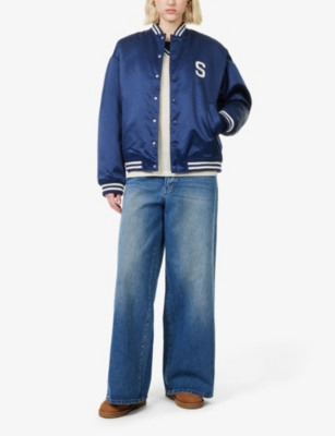 HOUSE OF SUNNY: Satin Club Brand-Patch Relaxed-Fit Woven Jacket