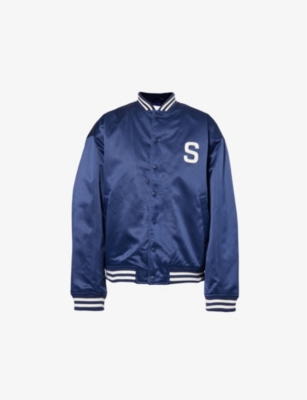 HOUSE OF SUNNY: Satin Club Brand-Patch Relaxed-Fit Woven Jacket
