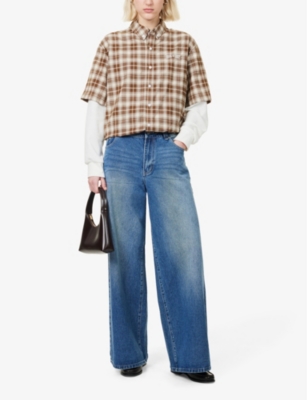 HOUSE OF SUNNY: Double Layered Check-Print Woven Shirt